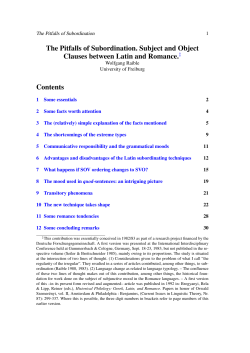 The Pitfalls of Subordination. Subject and Object Clauses between