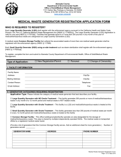 Medical Waste Large Quantity Generator Registration