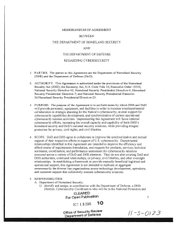 Memorandum of Agreement Between The Department of Homeland