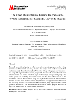 The Effect of an Extensive Reading Program on the Writing