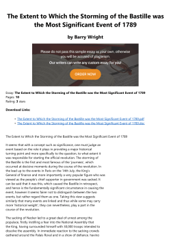 The Extent to Which the Storming of the Bastille was the Most