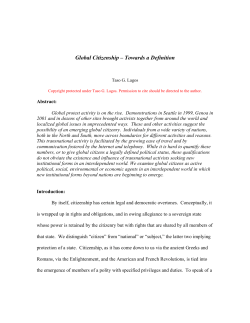 Global Citizenship &ndash; Towards a Definition