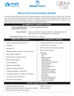 Medical Record Documentation Standard