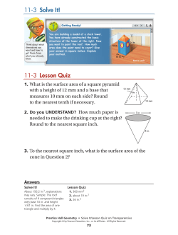 11-3 Lesson Quiz 11-3 Solve It!