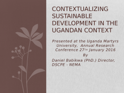 Daniel Babikwa (PhD.), Contextualizing Sustainable Development