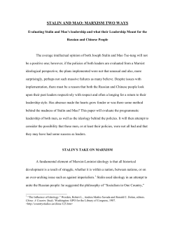 STALIN AND MAO: MARXISM TWO WAYS