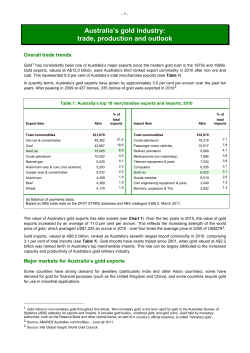 Australia`s gold industry - trade and production outlook