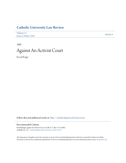 Against An Activist Court - CUA Law Scholarship Repository