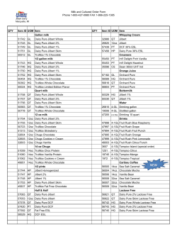 Milk and Cultured Order Form Phone 1-800-427-0980