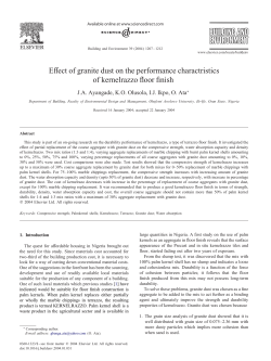 Effect of granite dust on the performance charactristics of