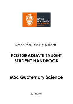 MSc Quaternary Science Student Handbook 2016
