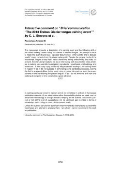 Interactive comment on &ldquo;Brief communication &ldquo;The 2013 Erebus