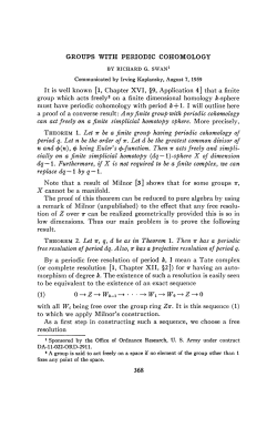 GROUPS WITH PERIODIC COHOMOLOGY It is well