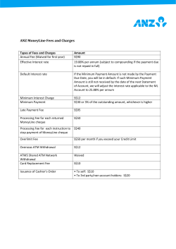 ANZ MoneyLine Fees and Charges