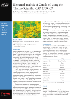 Elemental analysis of Canola oil using the iCAP 6500 ICP