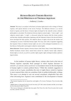 Human Rights Theory Rooted in the Writings of Thomas Aquinas