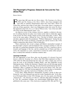 Edward de Vere and the Two Shrew Plays