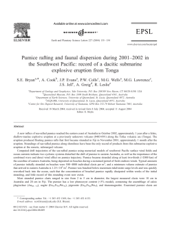 Pumice rafting and faunal dispersion during 2001&ndash;2002