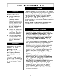 LESSON TWO: THE FEDERALIST PAPERS