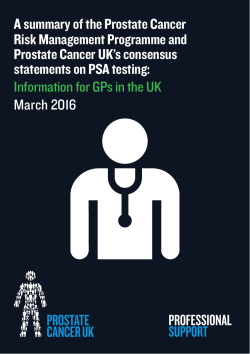 Asummary of the Prostate Cancer Risk Management Programme