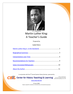 Martin Luther King: A Teacher`s Guide