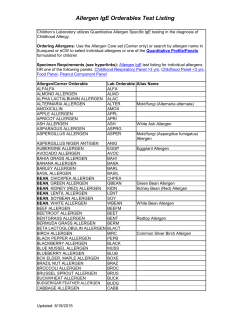 Allergen IgE Orderables Test Listing