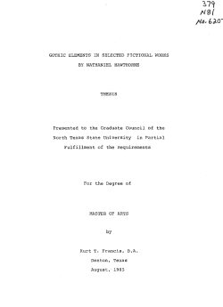 GOTHIC ELEMENTS IN SELECTED FICTIONAL WORKS BY