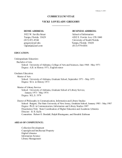 CURRICULUM VITAE VICKI LOVELADY GREGORY