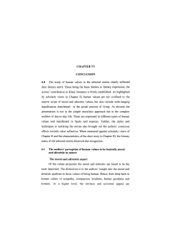 CHAPTER VI CONCLUSION 6.0 The study of human values in the