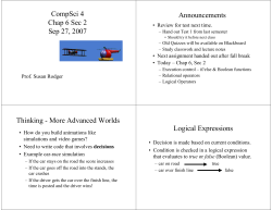 CompSci 4 Chap 6 Sec 2 Sep 27, 2007 Announcements Thinking