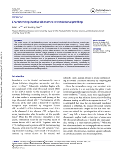 Characterizing inactive ribosomes in translational - Shu