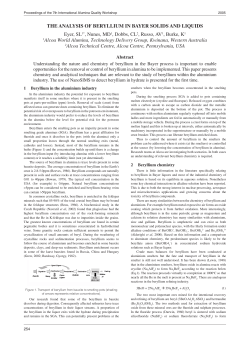 THE ANALYSIS OF BERYLLIUM IN BAYER SOLIDS AND LIQUIDS