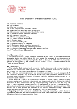 code of conduct of the university of padua