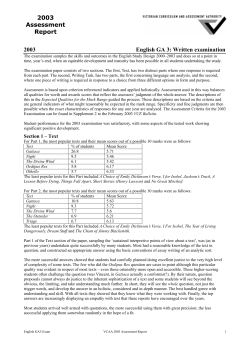 2003 Assessment Report 2003 English GA 3: Written