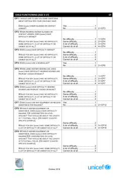 Child Functioning for Children Age 5 to 17