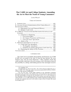 The CARD Act and College Students: Amending the Act to Meet the