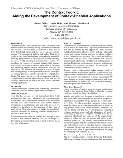 The Context Toolkit: Aiding the Development of Context
