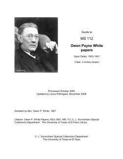 MS112 Owen P. White Papers - UTEP Library