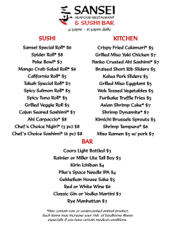 Nightly Happy Hour Menu
