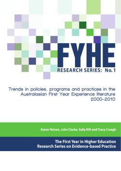 The First Year in Higher Education Research Series on Evidence
