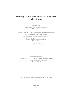 Railway Track Allocation &ndash; Models and Algorithms