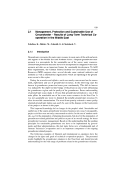 2.1 Management, Protection and Sustainable Use of Groundwater