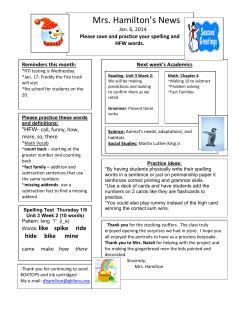Mrs. Hamilton`s News