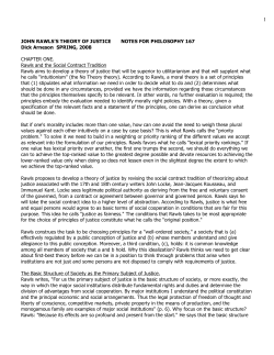 JOHN RAWLS`S THEORY OF JUSTICE NOTES