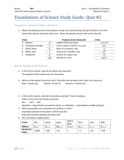 Foundations of Science Study Guide