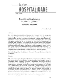 Hospitality and hospitableness