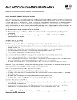 2017 CAMP CRITERIA AND SESSION DATES
