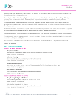 Algebra I - Apex Learning