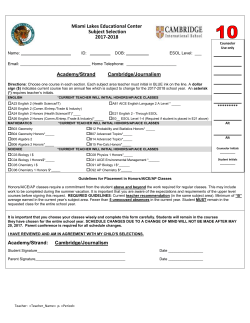 Subject Selection Form – 10th Grade