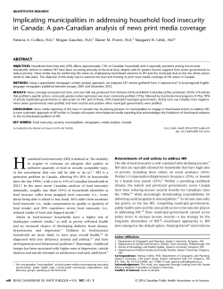 Implicating municipalities in addressing household food insecurity in